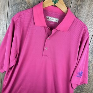 Donald Ross Striped Polo Shirt Mens Large Pink Nevillewood Golf Short Sleeve